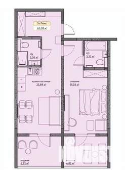 Студия квартира, вторичка, 65м2, 6/9 этаж