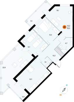 3-к квартира, строящийся дом, 112м2, 3/7 этаж