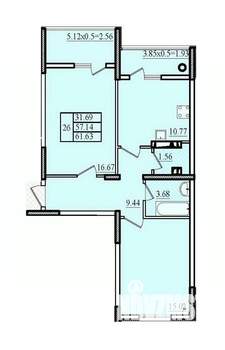 2-к квартира, строящийся дом, 62м2, 6/8 этаж