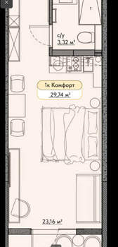 Студия квартира, вторичка, 30м2, 2/9 этаж