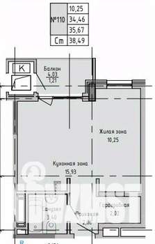 Студия квартира, вторичка, 36м2, 2/16 этаж