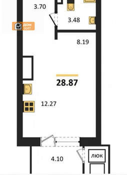 Студия квартира, вторичка, 29м2, 6/13 этаж