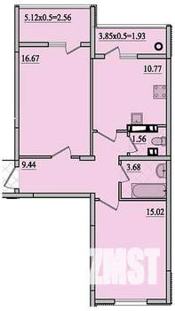 2-к квартира, строящийся дом, 62м2, 6/8 этаж