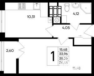 1-к квартира, строящийся дом, 37м2, 6/9 этаж