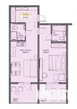 Студия квартира, вторичка, 65м2, 6/9 этаж