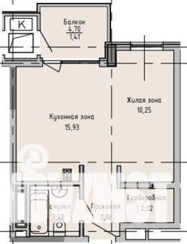 Студия квартира, вторичка, 36м2, 9/16 этаж