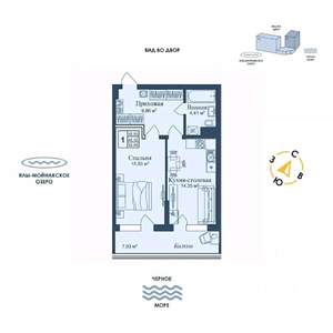 1-к квартира, вторичка, 52м2, 4/12 этаж
