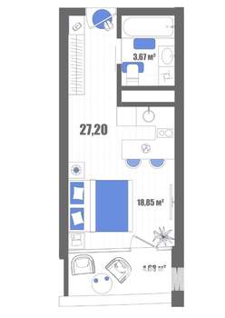 Студия квартира, строящийся дом, 27м2, 18/22 этаж