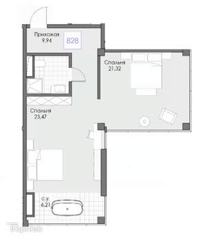 2-к квартира, вторичка, 65м2, 8/16 этаж