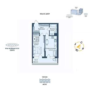 1-к квартира, вторичка, 52м2, 1/12 этаж