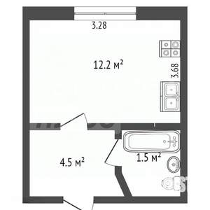 1-к квартира, вторичка, 18м2, 2/5 этаж