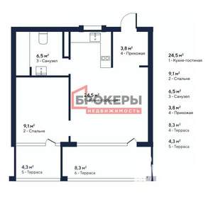 1-к квартира, вторичка, 57м2, 3/4 этаж