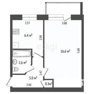 1-к квартира, вторичка, 31м2, 5/5 этаж