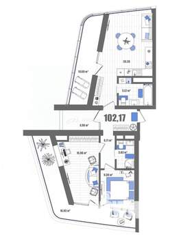 2-к квартира, вторичка, 102м2, 22/22 этаж