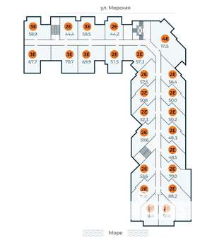 1-к квартира, строящийся дом, 51м2, 2/7 этаж