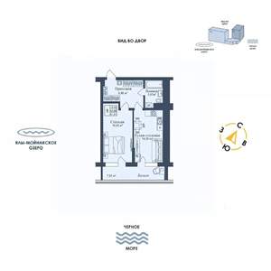 1-к квартира, строящийся дом, 52м2, 6/12 этаж