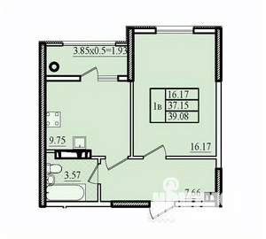 1-к квартира, строящийся дом, 39м2, 5/8 этаж