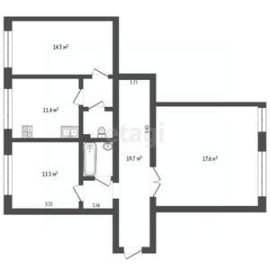 3-к квартира, вторичка, 93м2, 4/5 этаж