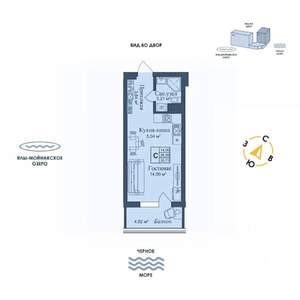 Студия квартира, вторичка, 31м2, 2/12 этаж
