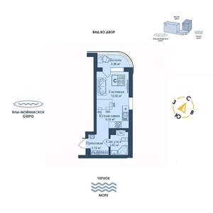 Студия квартира, вторичка, 28м2, 4/12 этаж