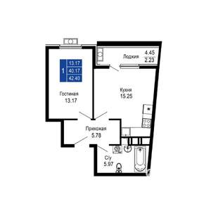1-к квартира, вторичка, 42м2, 10/14 этаж