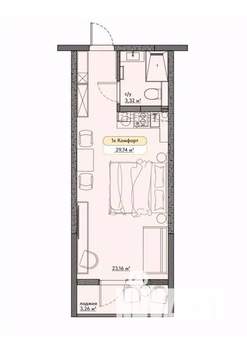 Студия квартира, вторичка, 30м2, 2/9 этаж