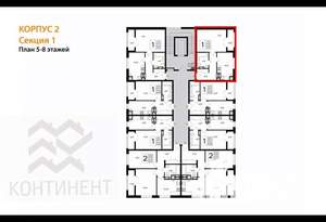 1-к квартира, вторичка, 44м2, 7/8 этаж