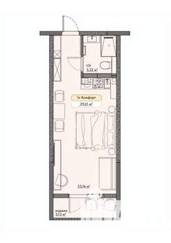 Студия квартира, вторичка, 30м2, 8/9 этаж