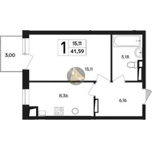 1-к квартира, вторичка, 42м2, 3/4 этаж