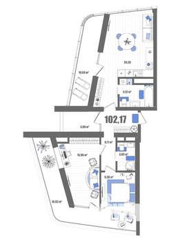 2-к квартира, вторичка, 102м2, 20/22 этаж