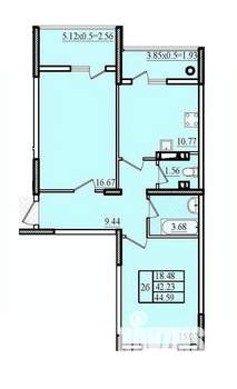 2-к квартира, вторичка, 62м2, 8/8 этаж